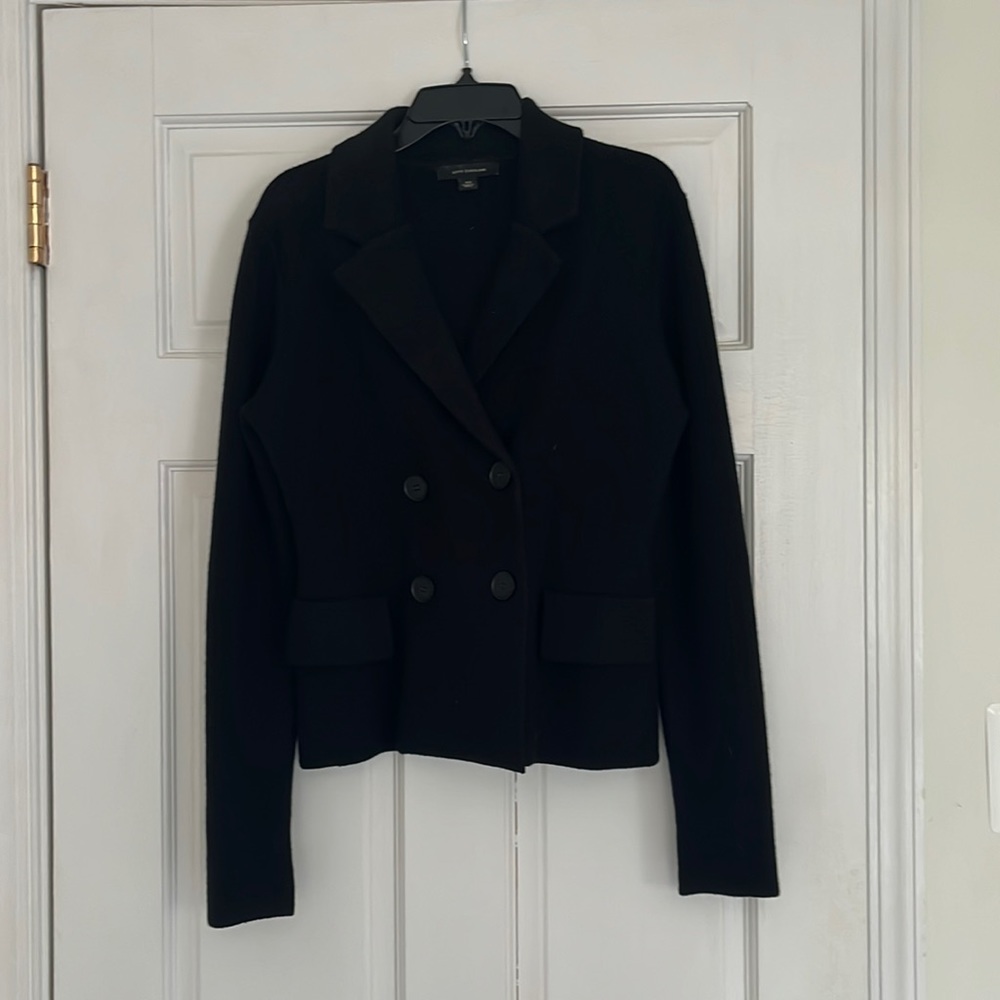 Wool and acrylic double breasted sweater blazer